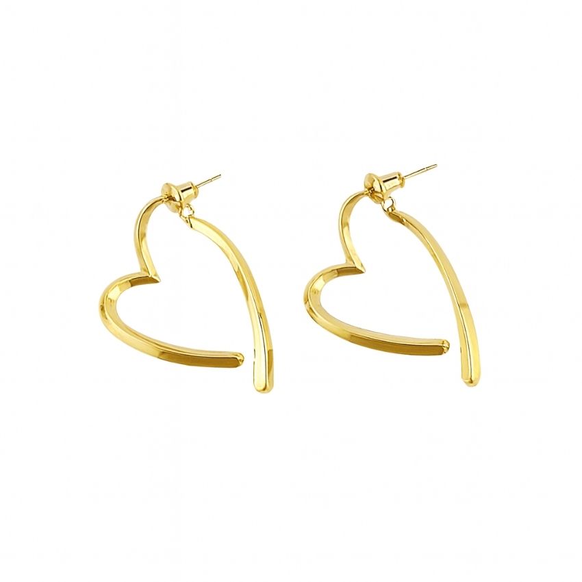 Minimalist Heart Earrings 14K Gold Plated Brass Jewelry Wholesale Trendy Earrings for TikTok Live Sellers